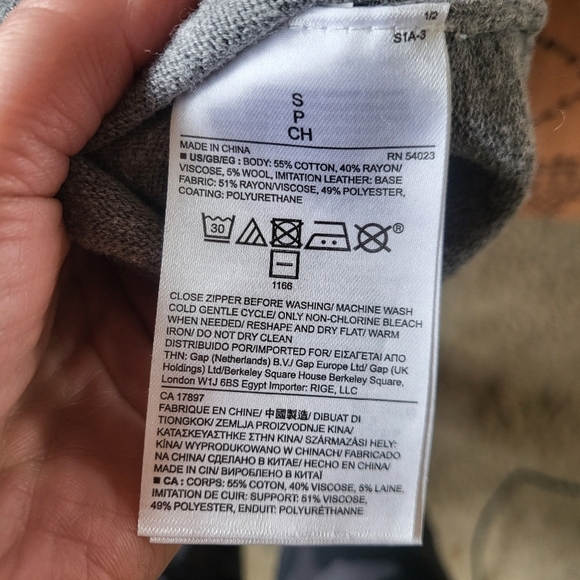 Banana Republic Zip Cardigan Faux Leather Pockets Grey Women Small - Picture 9 of 9